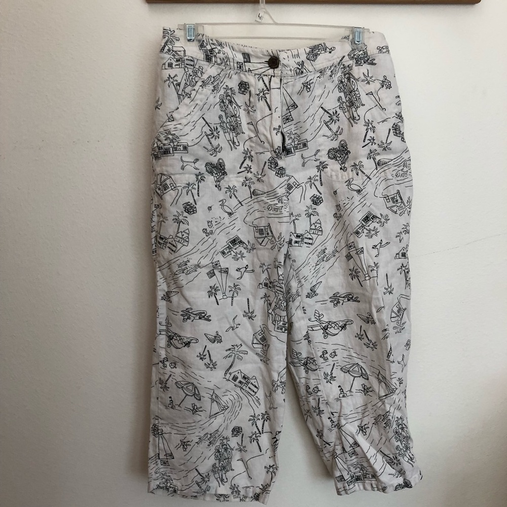 Chico's cropped pants with beach-scene print